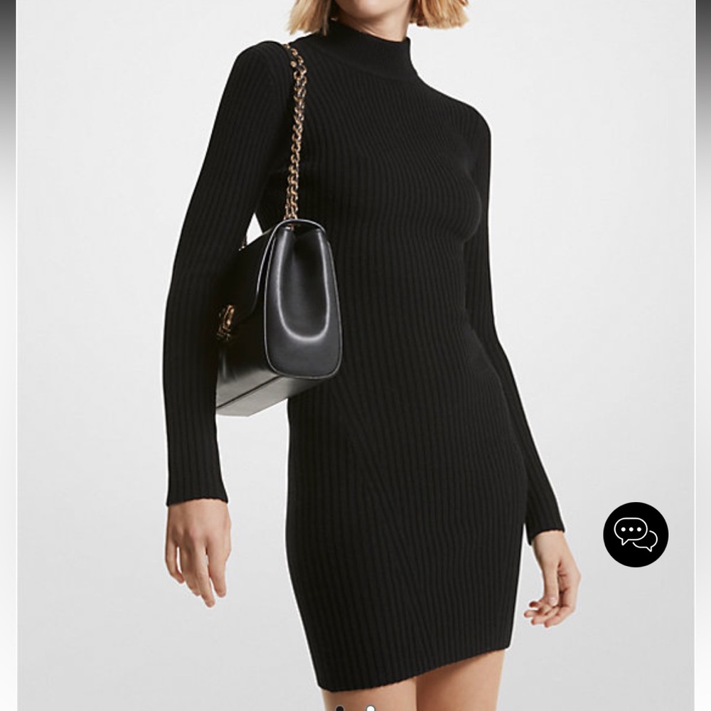 Michael Kors Ribbed Wool Blend Mini Dress